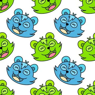 Smiling fox expression seamless pattern textile print. repeat pattern backgro イラスト素材