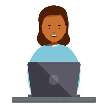 Smiling freelancer working on laptop at desk Stock Illustration