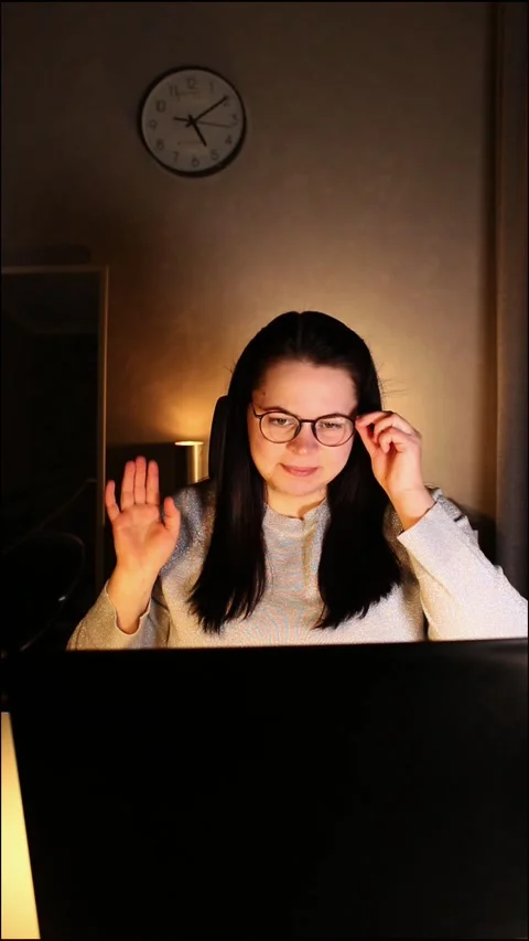 Smiling friendly female freelancer having online conference call with client Stock Footage 304664186