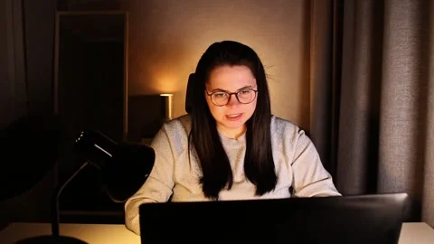 Smiling friendly female freelancer having online conference call with client Stock Footage 307493433