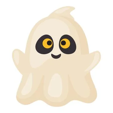 Smiling friendly white phantom vector for kids autumn holiday decoration Stock Illustration