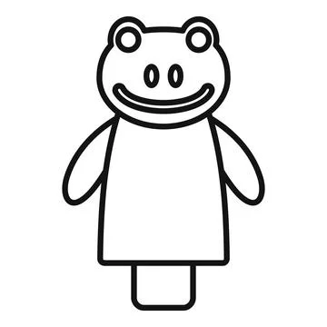 Smiling frog puppet standing, ready for a show Stock Illustration