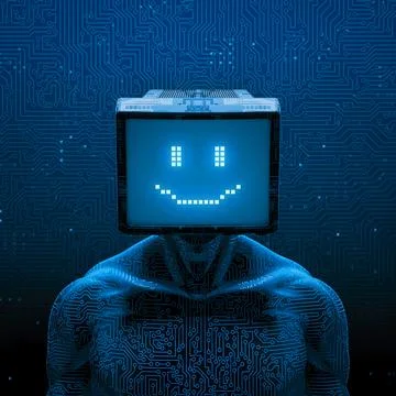 Smiling gamer artificial intelligence Stock Illustration