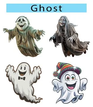 Smiling ghost with a happy expression on a white background, ghost vector Illustrazione stock