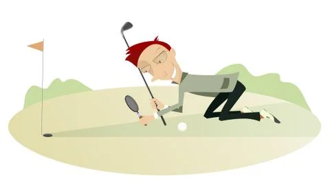 Smiling golfer on the golf course Stock Illustration