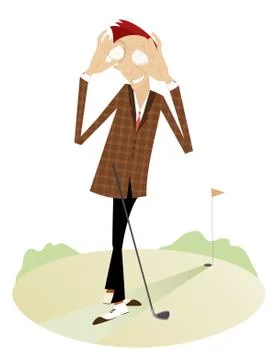 Smiling golfer on the golf course Stock Illustration