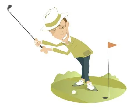 Smiling golfer on the golf course Stockillustratie