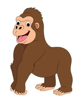 Smiling gorilla on white background Stock Illustration