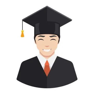 Smiling graduate student Stock Illustration