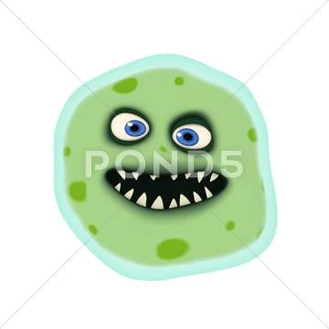 Smiling green bacterium Stock Illustration