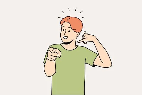 Smiling guy make callback gesture Stock Illustration