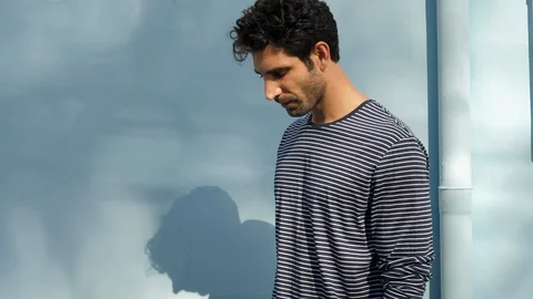 Smiling guy in stripes Stock Footage 89560435