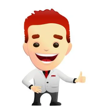 Smiling Guy In A White Suit giving Thumbs Up Stock Illustration