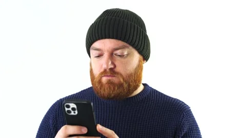 Smiling handsome bearded young man 30s years old Stock Footage 234692999