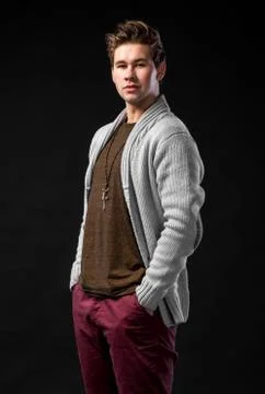 Smiling handsome man  in cardigan 写真素材