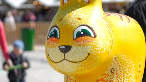 Smiling Happy Easter yellow rabbit Stock Footage 88677093