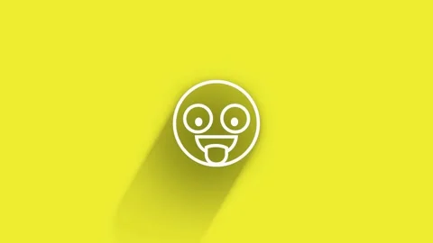 Smiling Happy Emoji Symbol While Shadow Passes All Around on Yellow Background Видео 153798951