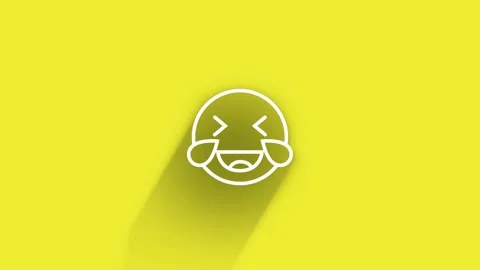 Smiling Happy Emoji Symbol While Shadow Passes All Around on Yellow Background Stock Footage 153799662