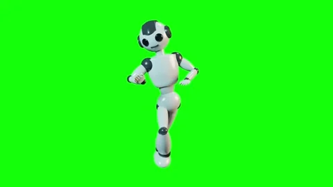 Smiling happy toy robot dancing 3d render green screen loop seamless Stock Footage 255362237