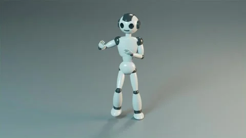 Smiling happy toy robot dancing 3d render loop Stock-Footage 255362306