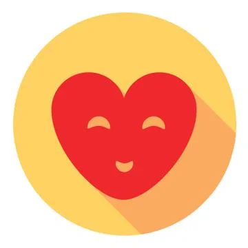 Smiling Heart Flat Icon Stock Illustration
