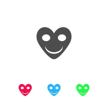 Smiling heart icon flat. Stock Illustration