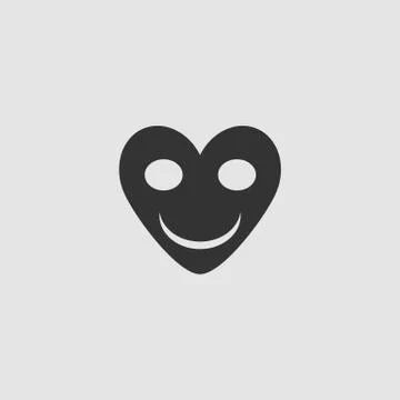 Smiling heart icon flat. Stock Illustration