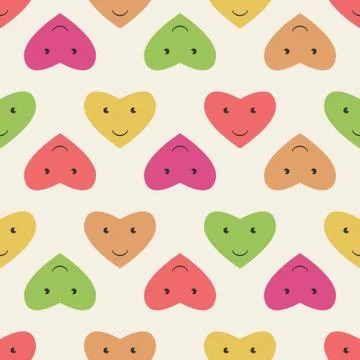 Smiling hearts seamless pattern Stock Illustration