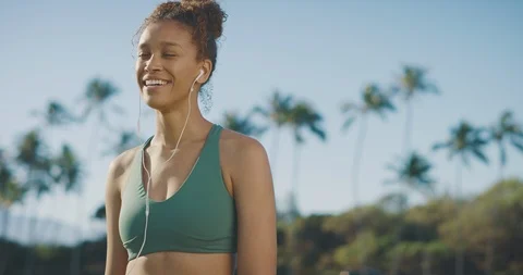 Smiling is her pre workout routine Stock Footage 124253097