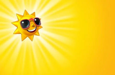 Smiling hot yellow sun with rays Stock Illustration