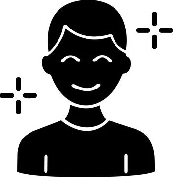 Smiling human user avatar with glowing effect icon Stock Illustration