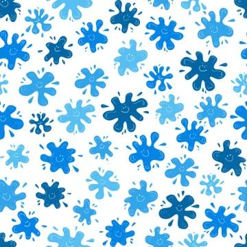 Smiling ink blots seamless pattern Stock Illustration