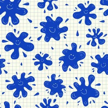 Smiling ink blots seamless pattern Illustrazione stock