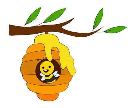 Smiling from inside the bee hive vector illustration Stock Illustration