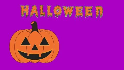Smiling jack o lantern illustration with carved face under dripping Hallowe.. 스톡 일러스트