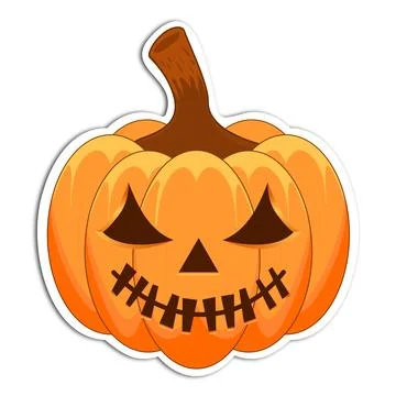Smiling jack-o-lantern with triangular eyes and stitched mouth Illustrazione stock