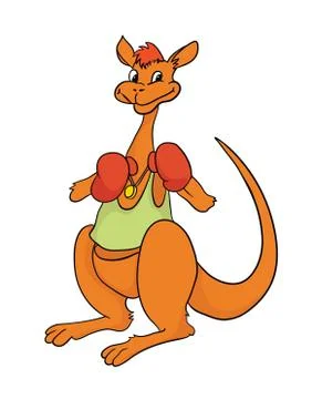 Smiling kangaroo in Boxing gloves, vector isolated illustration Illustrazione stock
