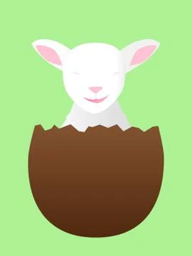 Smiling Lamb in a Chocolate Egg Stock Illustration