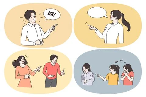 Smiling laughing and making fun concept. Stock Illustration