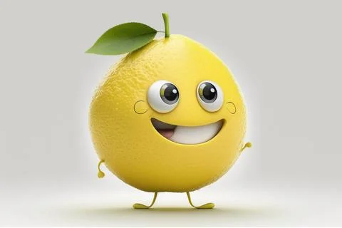 Smiling lemon cartoon Stock Illustration