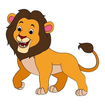 Smiling lion on white background Stock Illustration