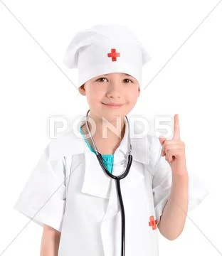 Smiling little girl playing doctor Stock Photos
