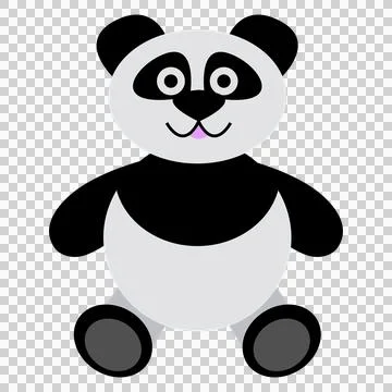 Smiling little panda bear sits on transparent background. 스톡 일러스트