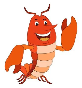 Smiling lobster on white background Stock Illustration