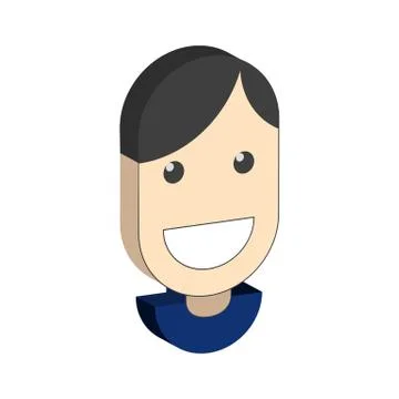 Smiling man avatar symbol. Flat Isometric Icon or Logo. 3D Style Pictogram fo Stock Illustration