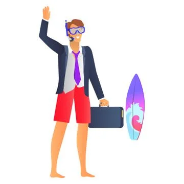 Smiling Man in Blue Diving Mask and Black Jacket Stock Illustration