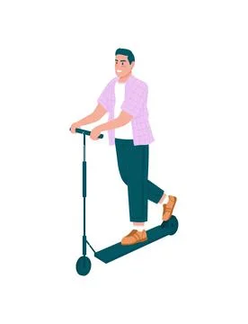 Smiling man on e-scooter flat color vector detailed character 스톡 일러스트