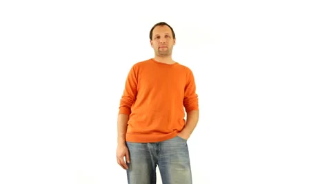Smiling man isolated over white background Stock Footage 882923