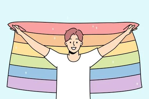 Smiling man with LGBT flag イラスト素材