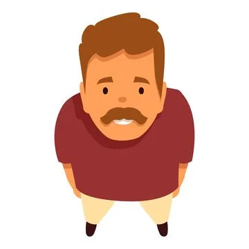 Smiling man with mustache looking upward, high angle view 스톡 일러스트